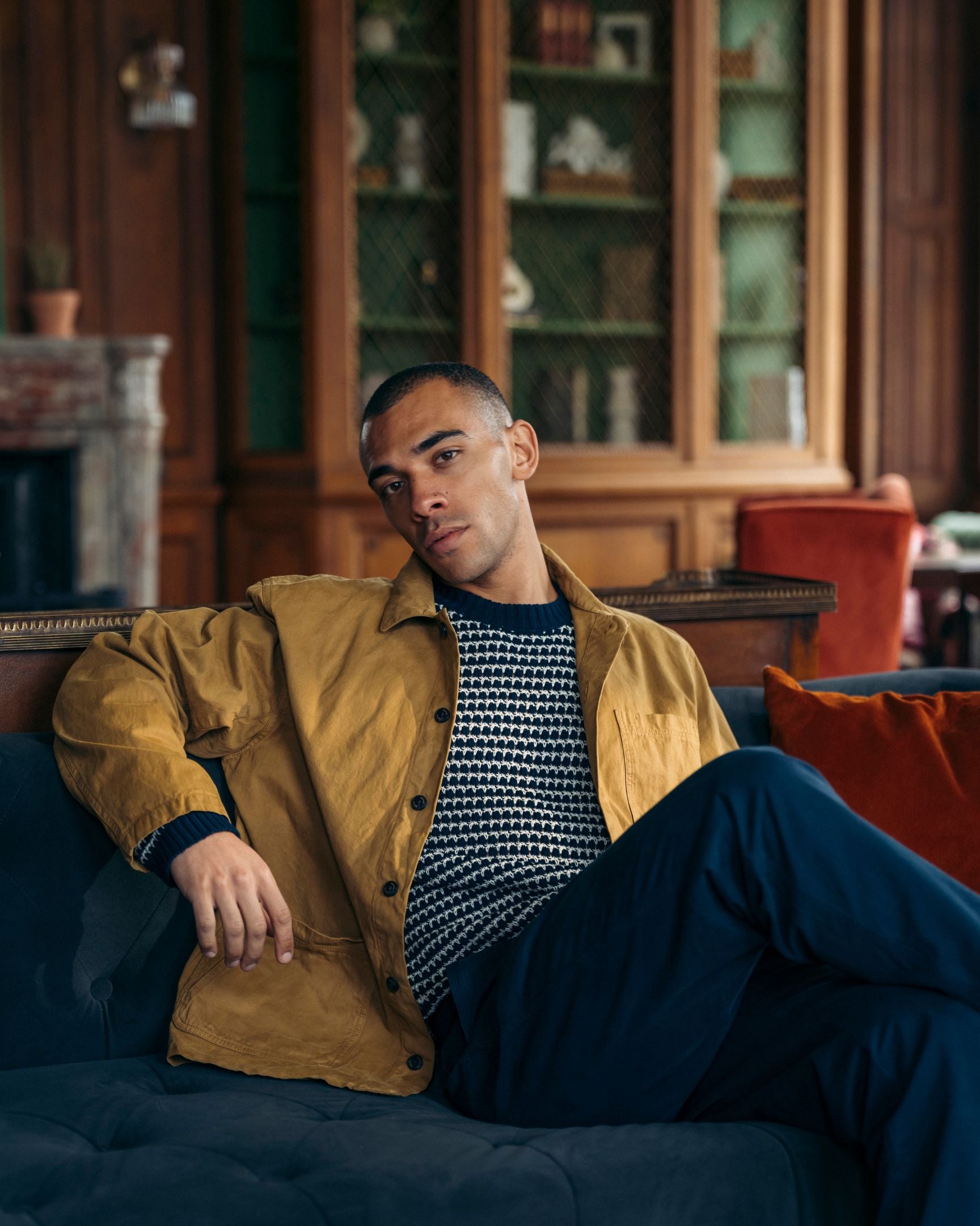 Image of model wearing Ashton Chore Jacket. 