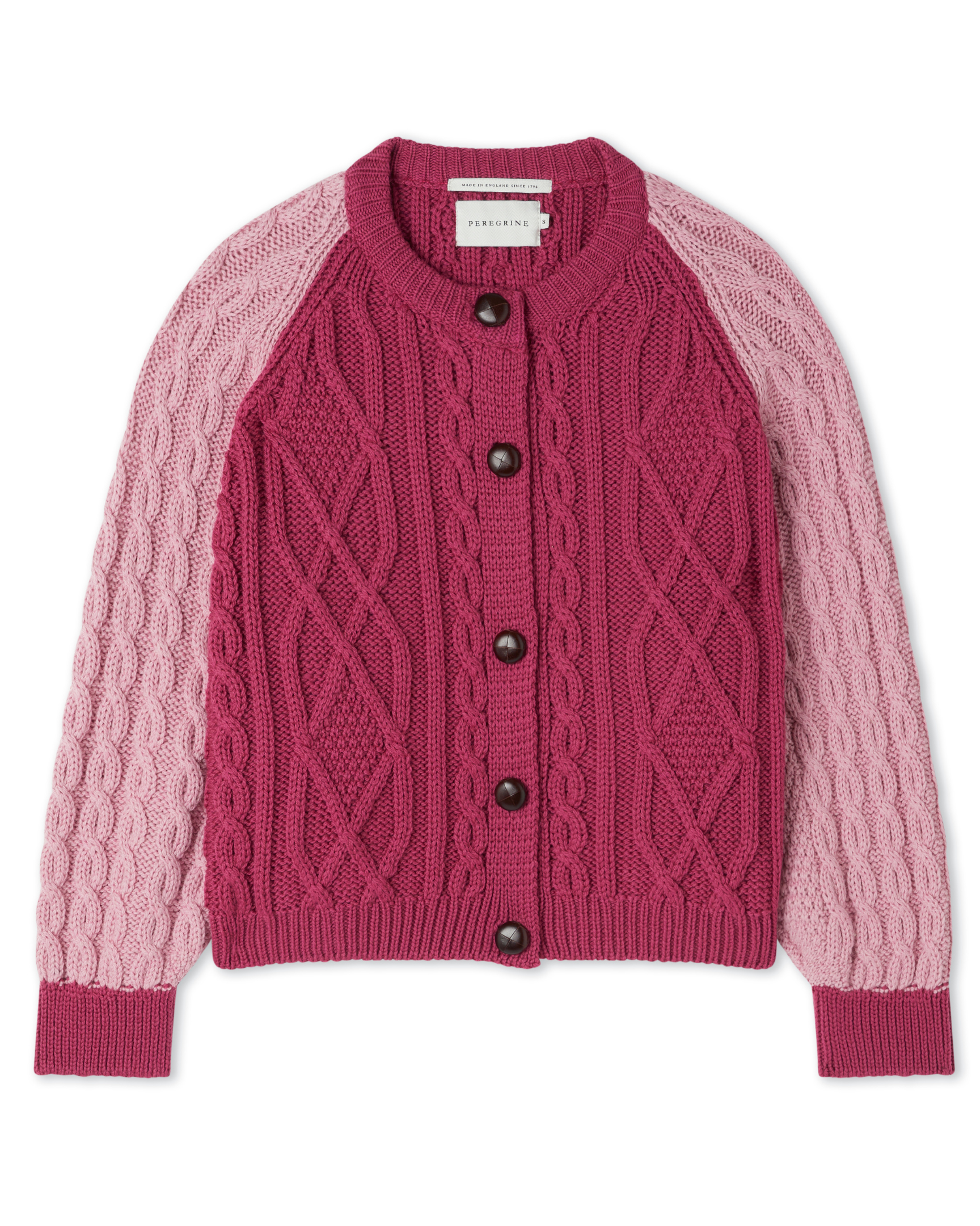 Image of model wearing Beckett Cable Knit Cardigan. 