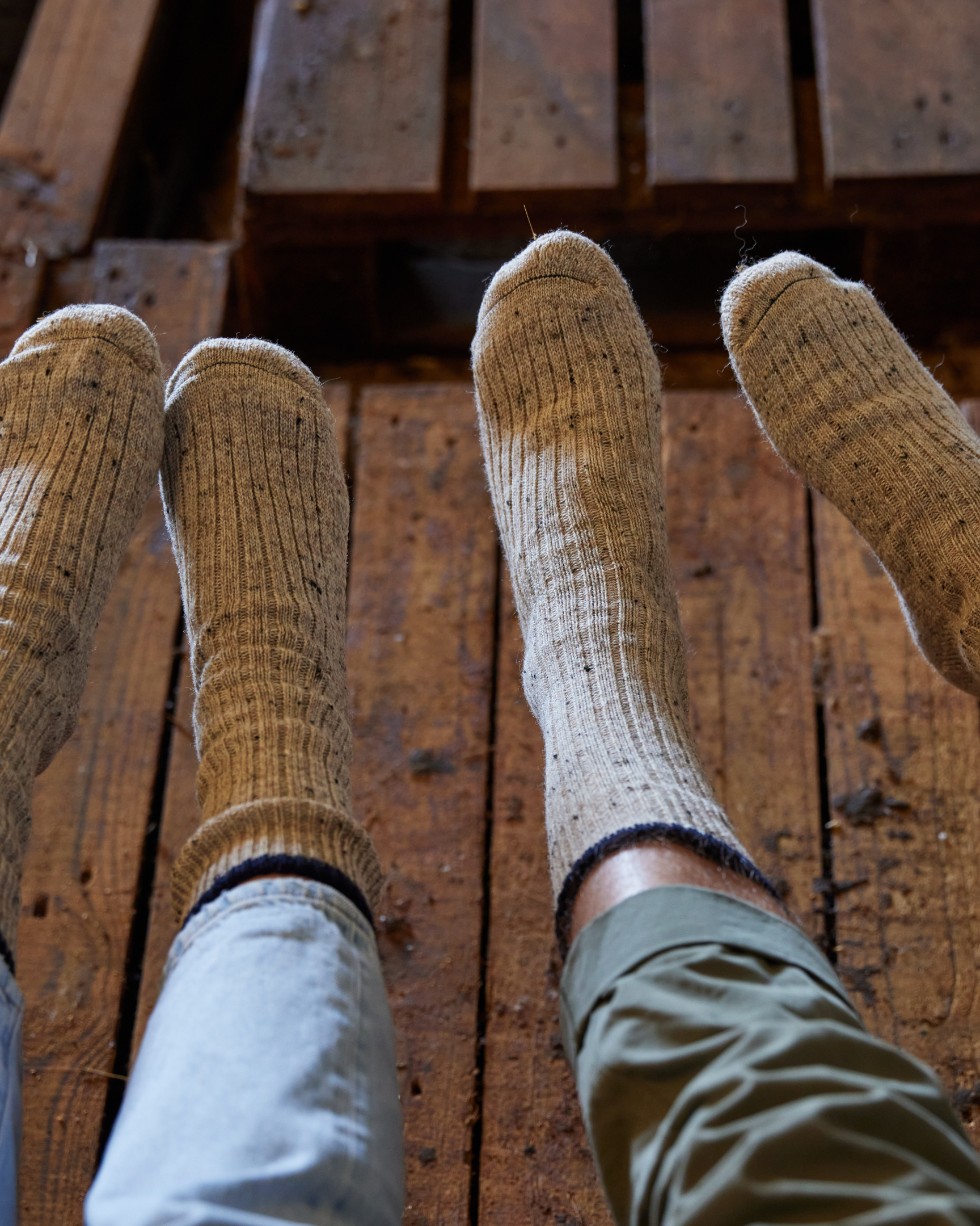 Image of model wearing Boot Socks. Small - UK4-7/ Large - UK 8-12