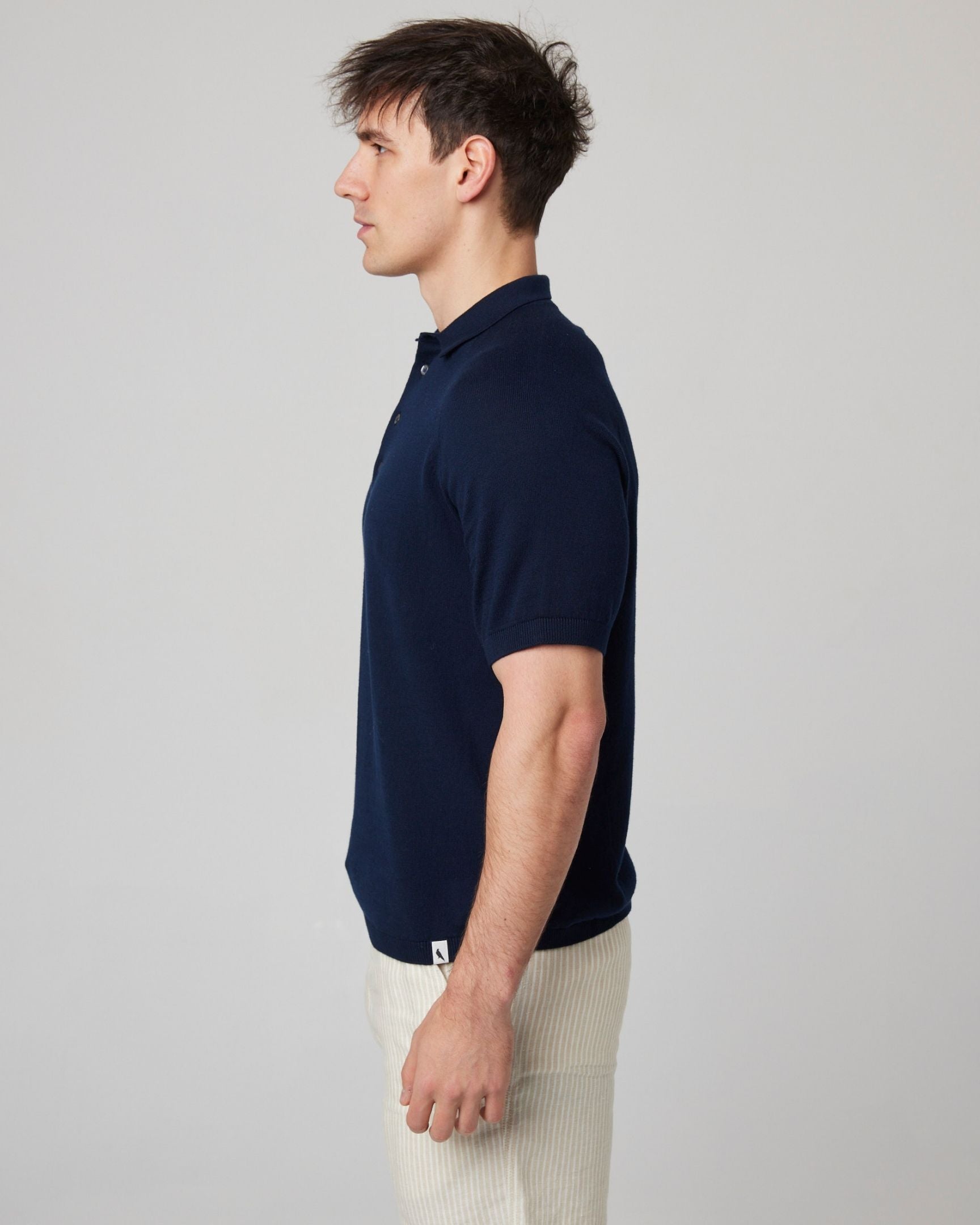 Image of model wearing Jones Polo Shirt 2.0. 