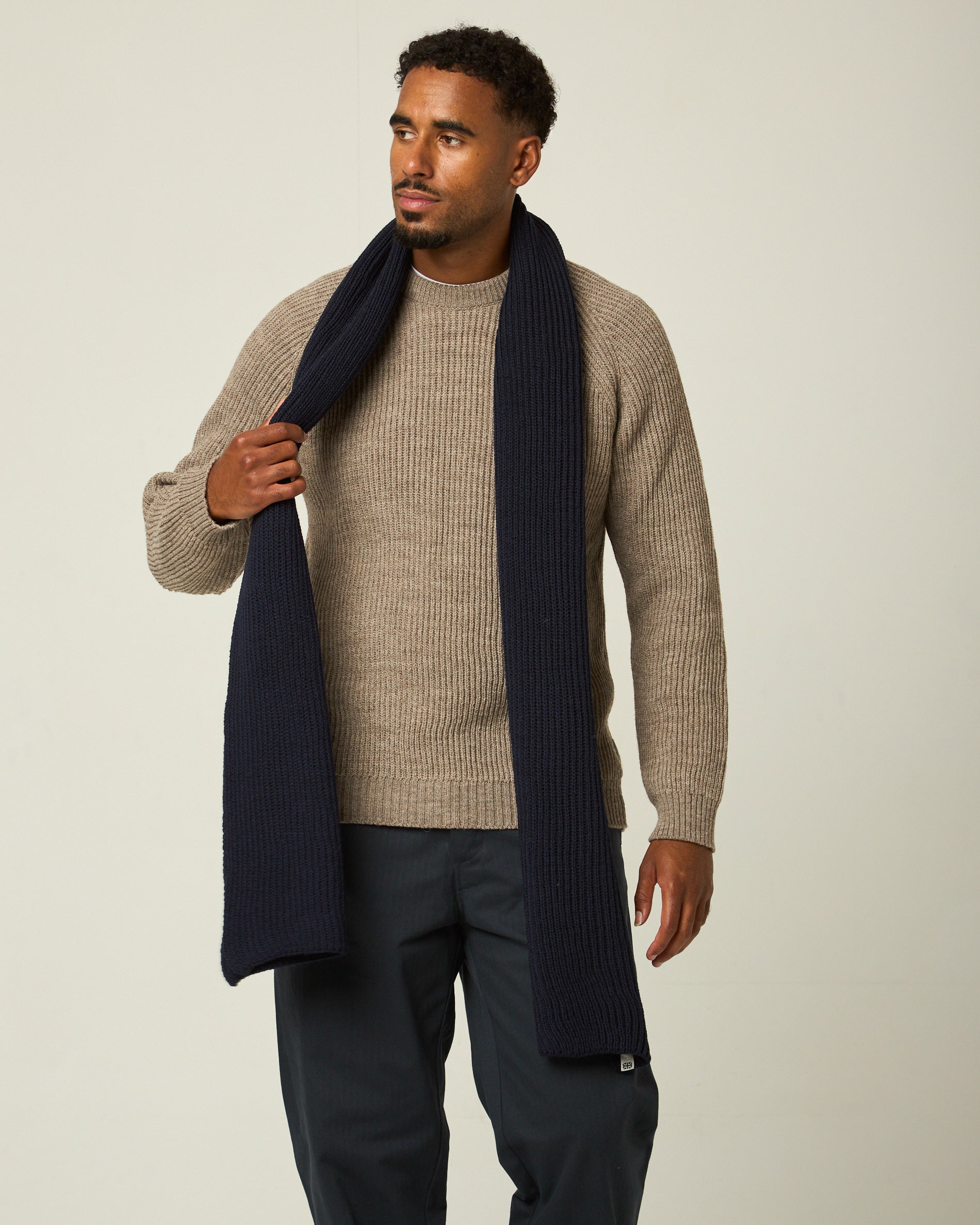 Image of model wearing Porter Ribbed Scarf. One Size 