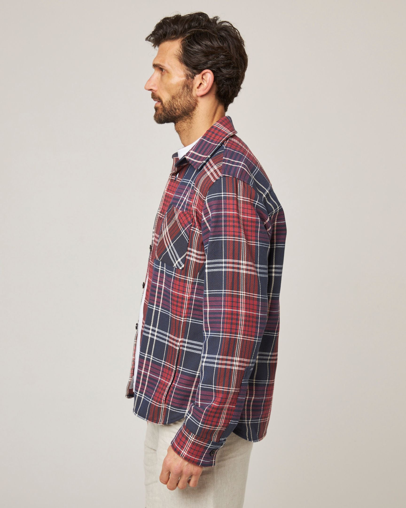 Image of model wearing Blunt Overshirt. 