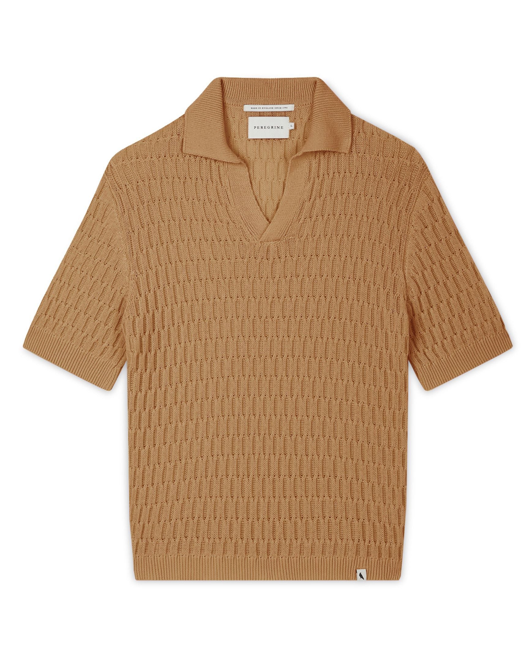 Image of model wearing Cove Polo Shirt. 