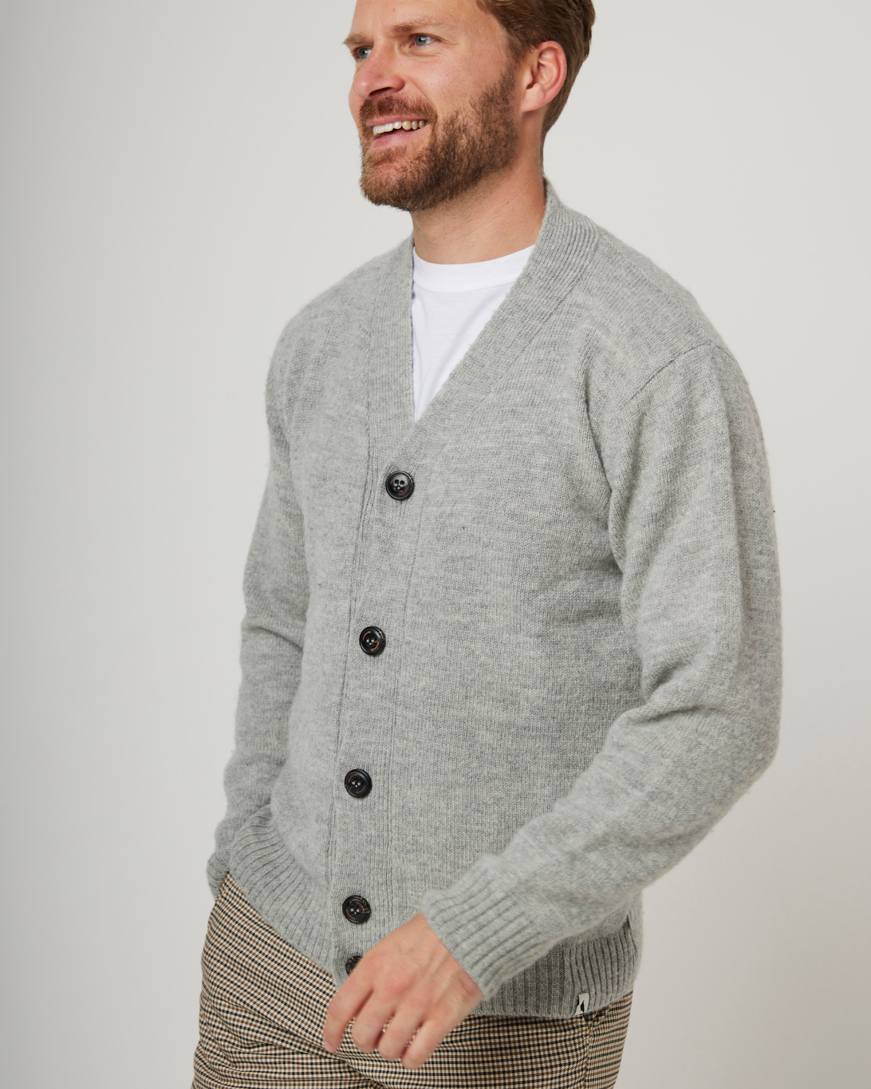 Image of model wearing Makers Cardigan. 