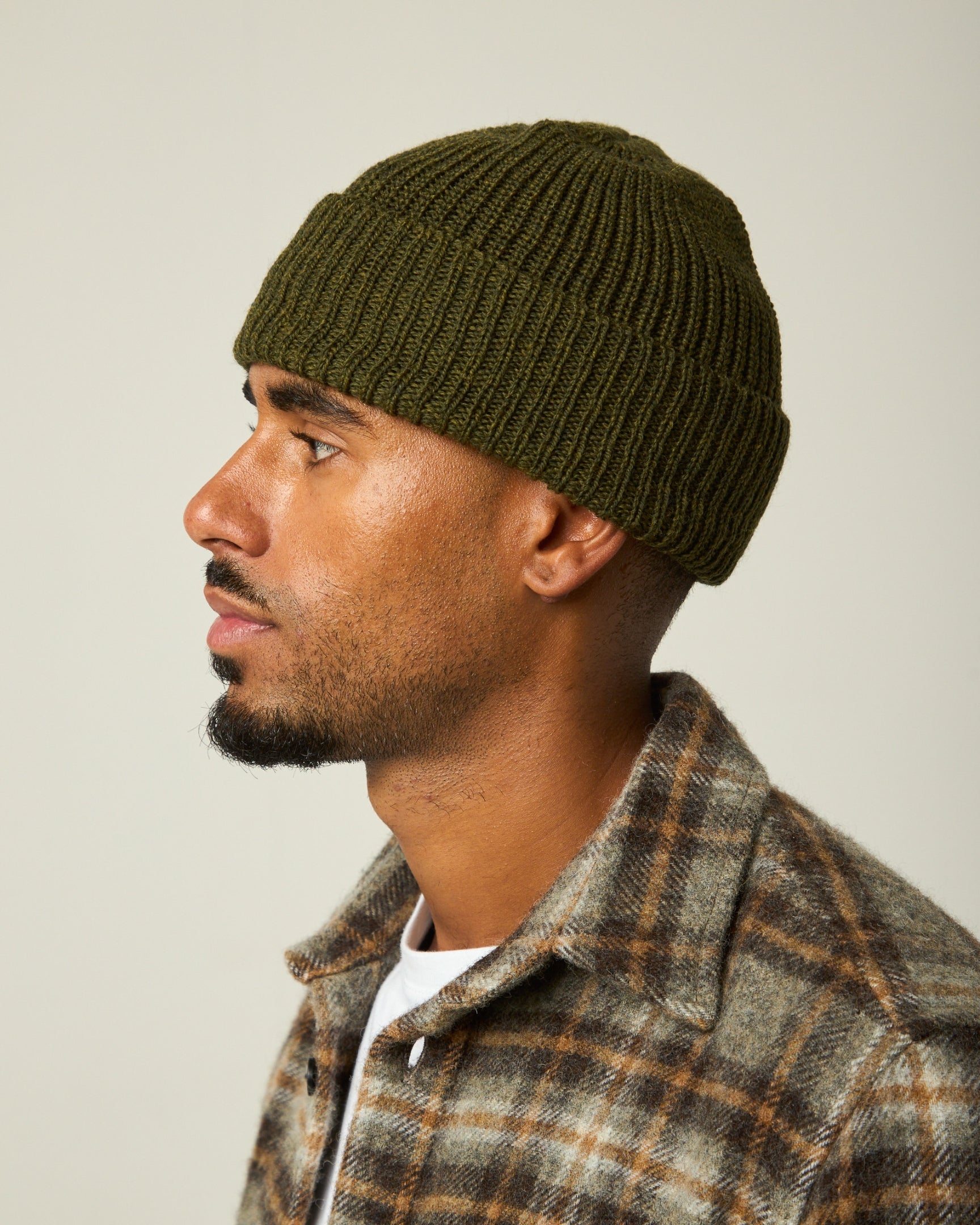 Image of model wearing Porter Ribbed Beanie. One Size 