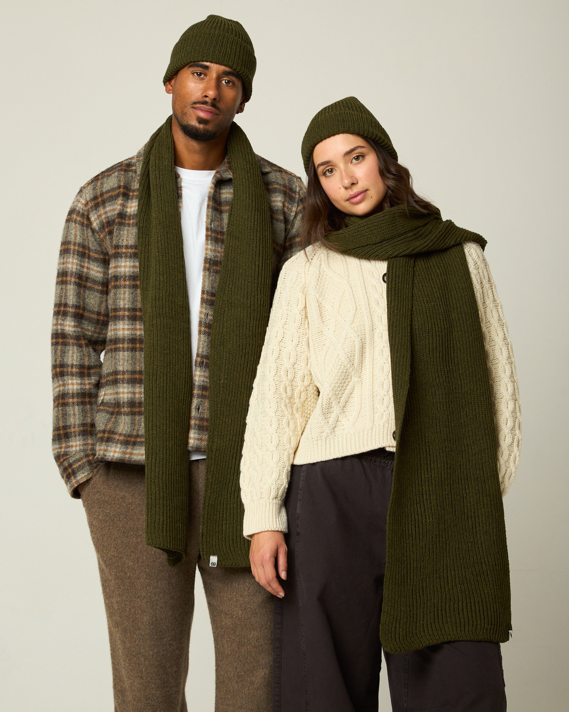 Image of model wearing Porter Ribbed Beanie. One Size 