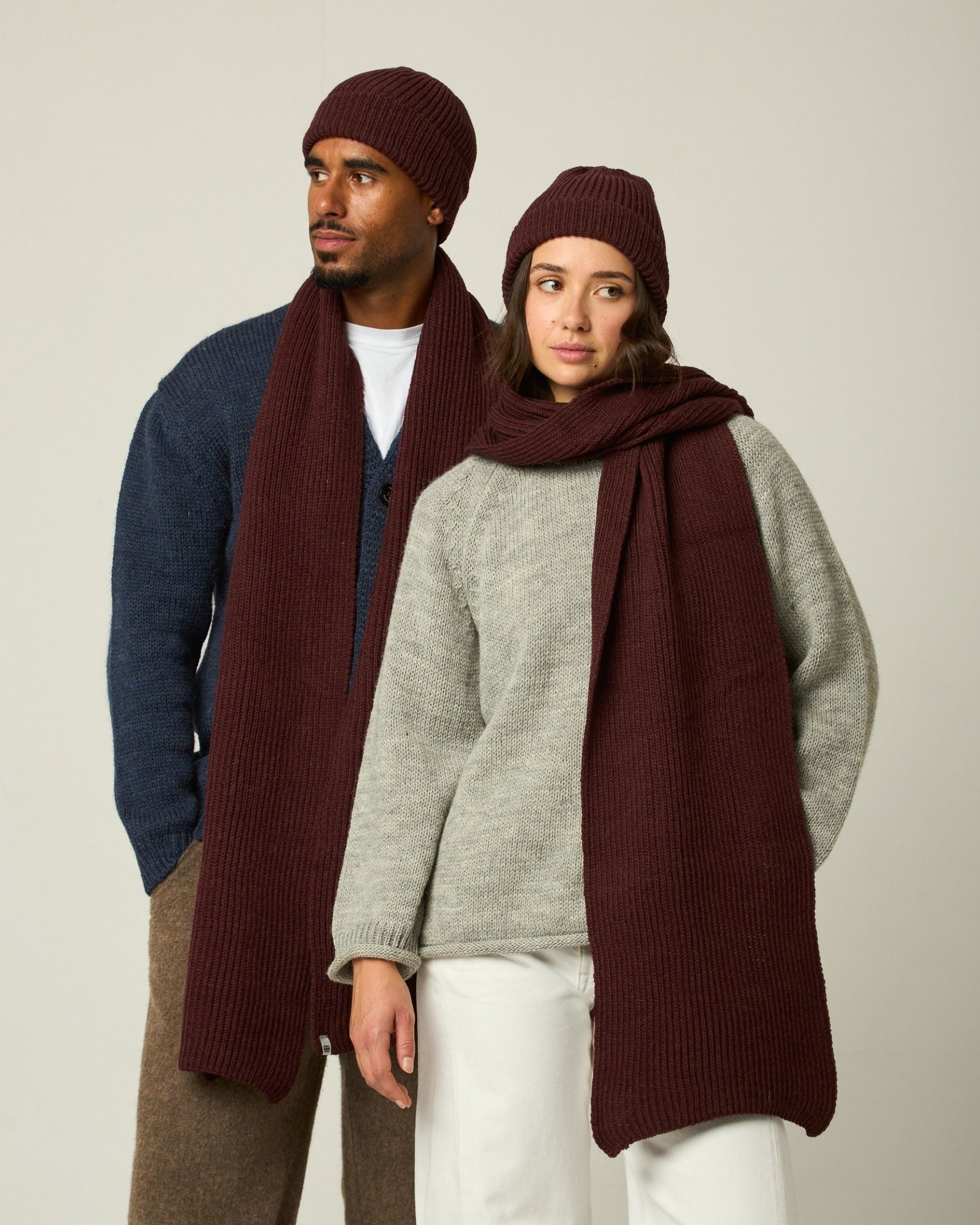 Image of model wearing Porter Ribbed Beanie. One Size 