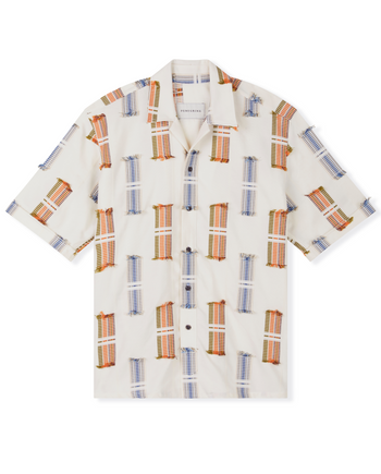 Image of model wearing Quay Cuban Collar Shirt . 