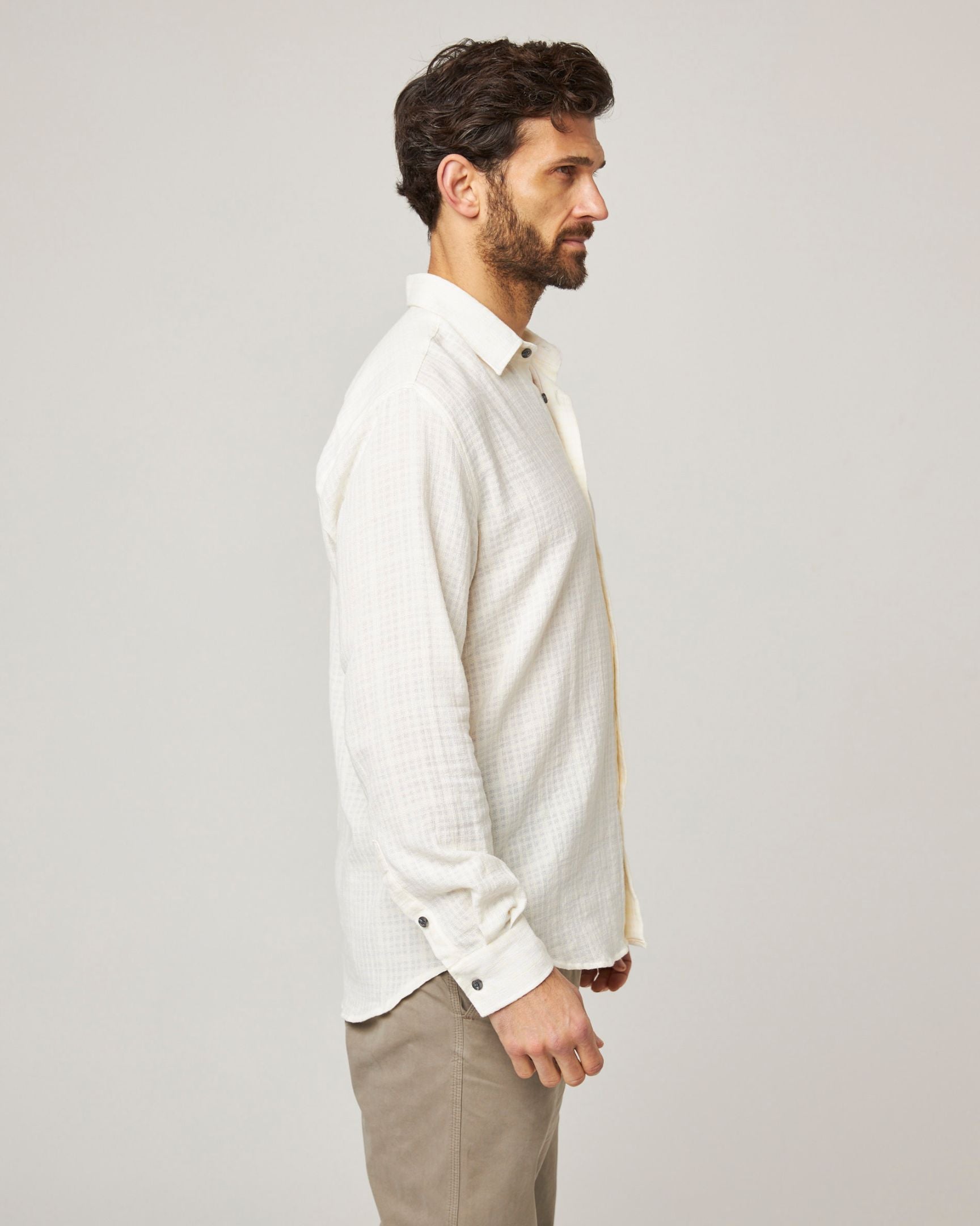 Image of model wearing Resort Shirt. 